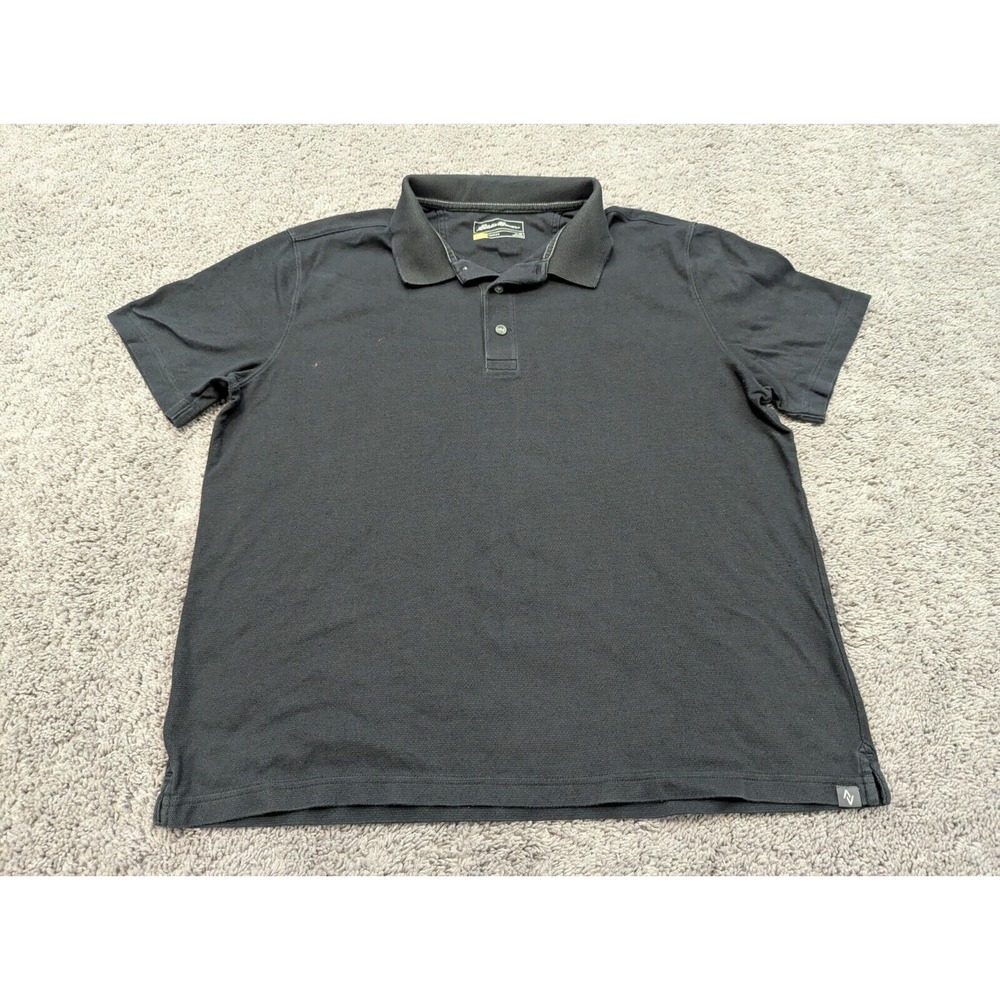 Eddie Bauer Travex‎ Polo Shirt Mens Extra Large Short Sleeve Black Casual